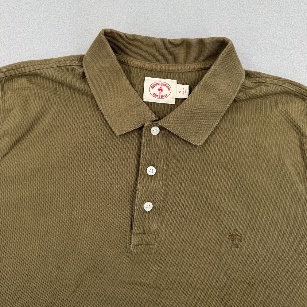 Brooks Brothers Red Fleece Short Sleeve Pique‎ Polo Shirt Mens XL Olive Green